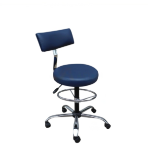 medical stool with adjustable height & backrest & foot rest (pvc material blue colour)